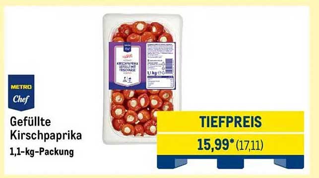 Gefüllte Kirschpaprika 1,1-kg-Packung