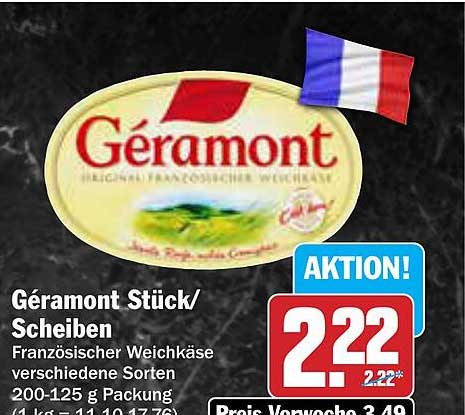 Géramont Stück/Scheiben – Französischer Weichkäse
