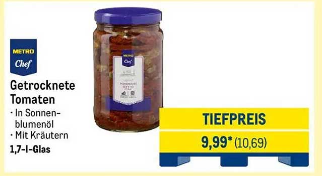 Getrocknete Tomaten in Sonnenblumenöl mit Kräutern - 1,7 l Glas