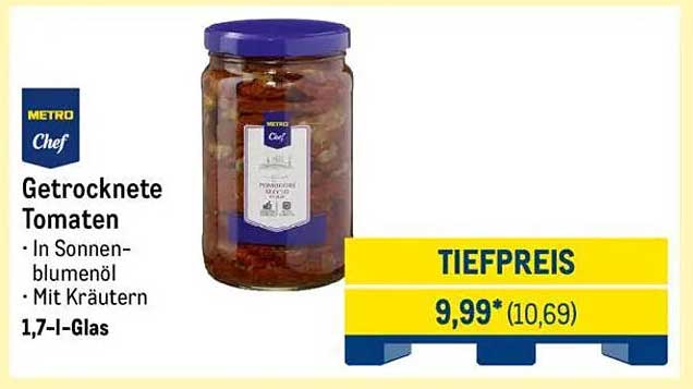 Getrocknete Tomaten in Sonnenblumenöl mit Kräutern - 1,7 l-Glas