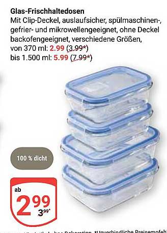 Glas-Frischhaltedosen mit Clip-Deckel