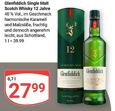 Glenfiddich Single Malt Scotch Whisky 12 Jahre