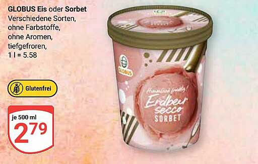 GLOBUS Eis oder Sorbet - Erdbeer Secco