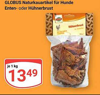 GLOBUS Naturkauartikel für Hunde Enten- oder Hühnerbrust