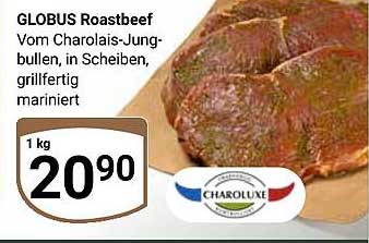 GLOBUS Roastbeef vom Charolais-Jungbullen, in Scheiben, grillfertig mariniert