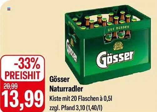 Gösser Naturradler Kiste mit 20 Flaschen à 0,5l