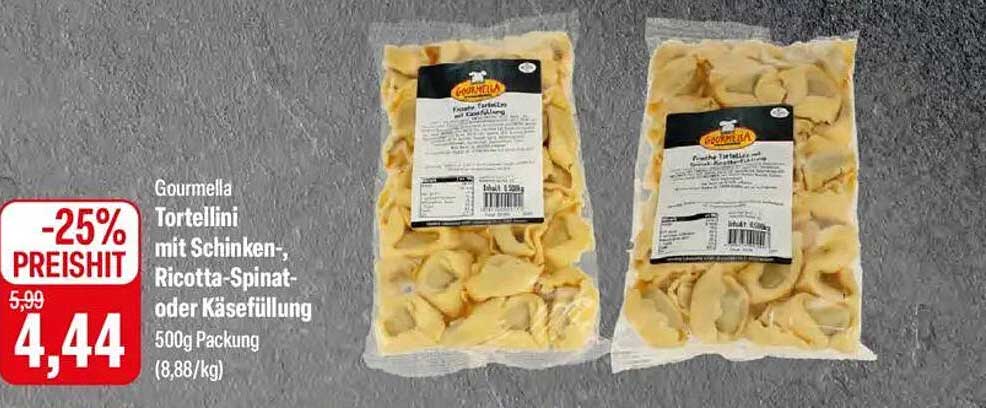 Gourmella Tortellini mit Schinken-, Ricotta-Spinat- oder Käsefüllung, 500g Packung