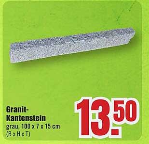 Granit-Kantenstein grau, 100 x 7 x 15 cm (B x H x T)