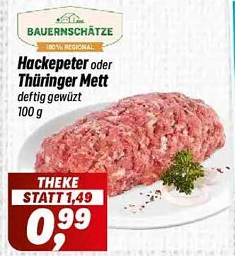 Hackepeter oder Thüringer Mett, deftig gewürzt, 100 g