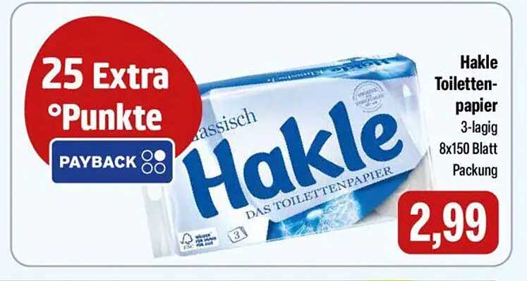Hakle Toilettenpapier 3-lagig 8x150 Blatt Packung