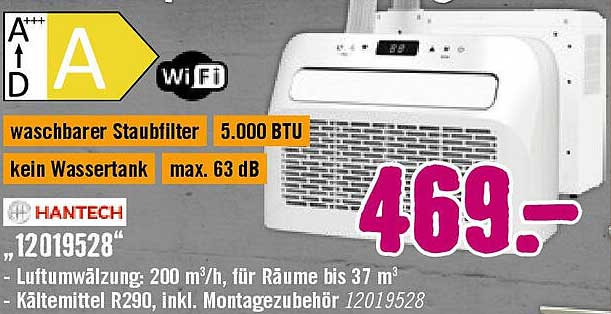 Hantech 5.000 BTU Klimagerät mit WiFi und waschbarem Staubfilter