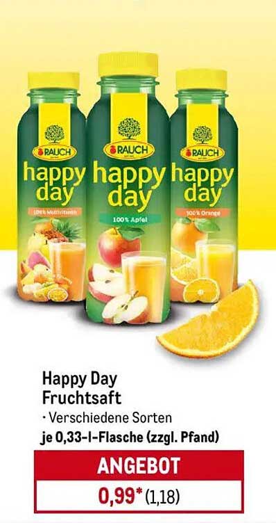 Happy Day Fruchtsaft - Verschiedene Sorten je 0,33 l-Flasche
