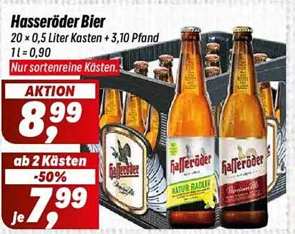 Hasseröder Bier 20 × 0,5 Liter Kasten + 3,10 Pfand