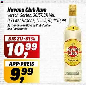 Havana Club Rum - verschiedene Sorten, 0,7 Liter Flasche