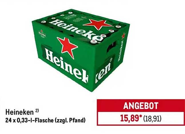 Heineken 24 x 0,33-l-Flasche (zzgl. Pfand)