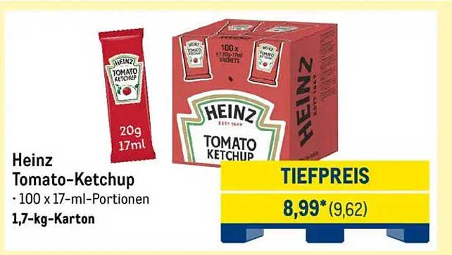 Heinz Tomaten-Ketchup - 100 x 17-ml-Portionen