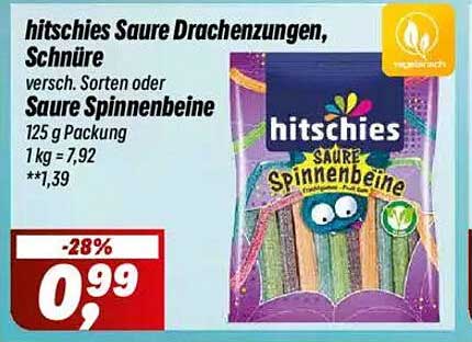 hitsches Saure Drachenzungen, Schnüre oder Saure Spinnenbeine 125 g Packung