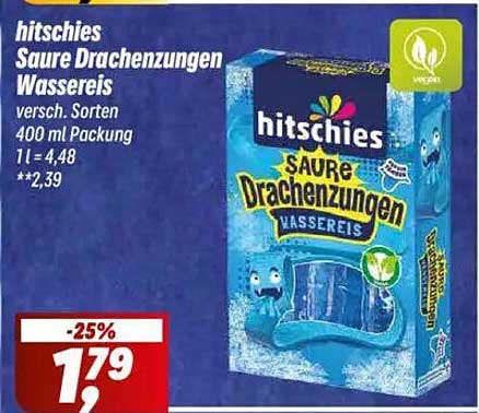 hitschies Saure Drachenzungen Wassereis 400 ml
