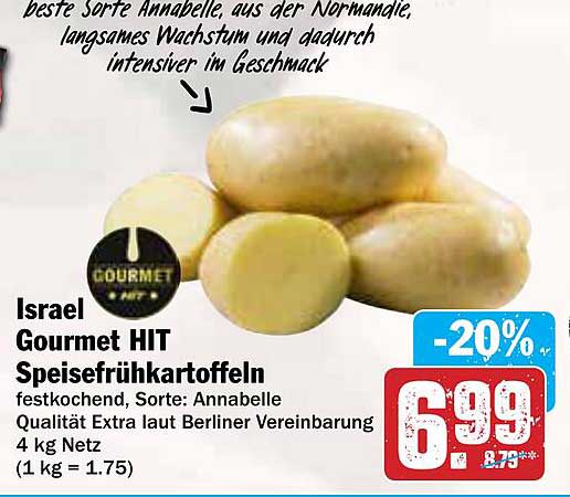 Israel Gourmet HIT Speisefrühkartoffeln 4 kg Netz