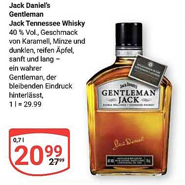 Jack Daniel’s Gentleman Jack Tennessee Whisky 0,7 l