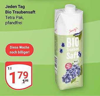 Jeden Tag Bio Traubensaft Tetra Pak, pfandfrei