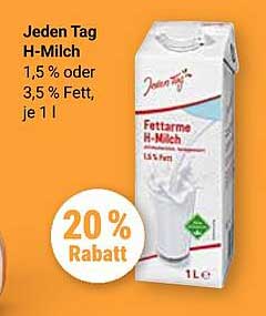 Jeden Tag H-Milch 1,5 % oder 3,5 % Fett, je 1 l