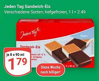 Jeden Tag Sandwich-Eis - Verschiedene Sorten, tiefgefroren
