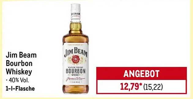 Jim Beam Bourbon Whiskey - 1-Liter-Flasche