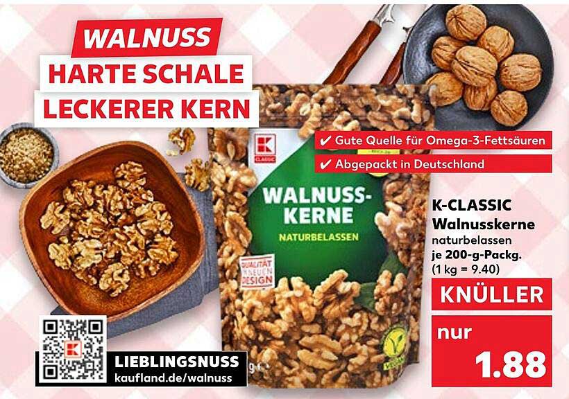 K-CLASSIC Walnusskerne naturbelassen je 200-g-Pack