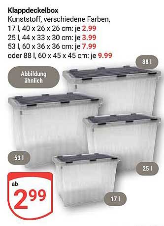 Klappdeckelbox, verschiedene Farben, ab 2,99