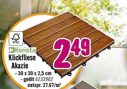 Klickfliese Akazie – 30 x 30 x 2,5 cm