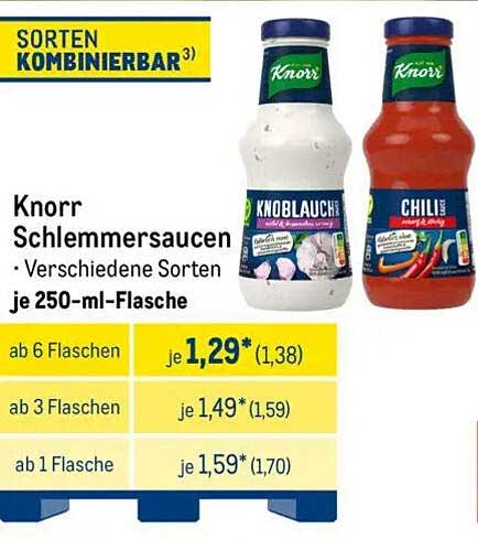 Knorr Schlemmersaucen - Verschiedene Sorten je 250-ml-Flasche