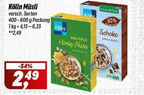 Kölln Müsli - Verschiedene Sorten (400 - 600 g Packung)