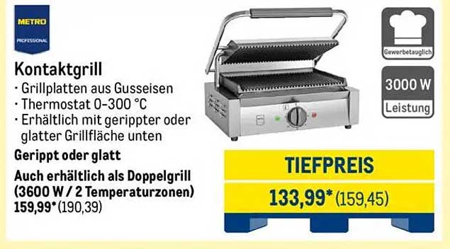Kontaktgrill - Grillplatten aus Gusseisen