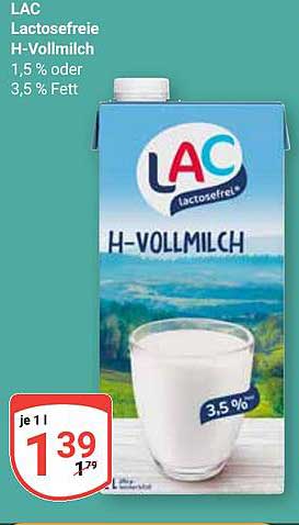 LAC Lactosefreie H-Vollmilch 1,5 % oder 3,5 % Fett