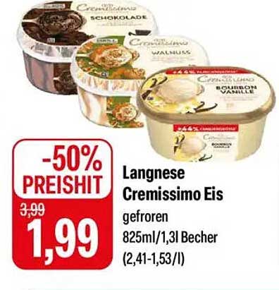 Langnese Cremissimo Eis 825ml/1,3l Becher