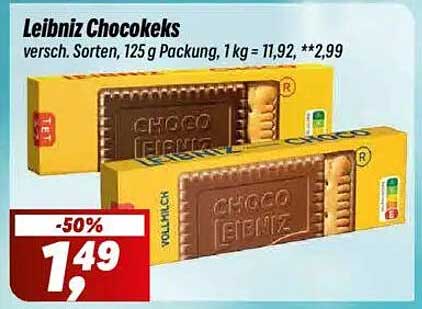 Leibniz Chocokeks - verschiedene Sorten, 125 g Packung