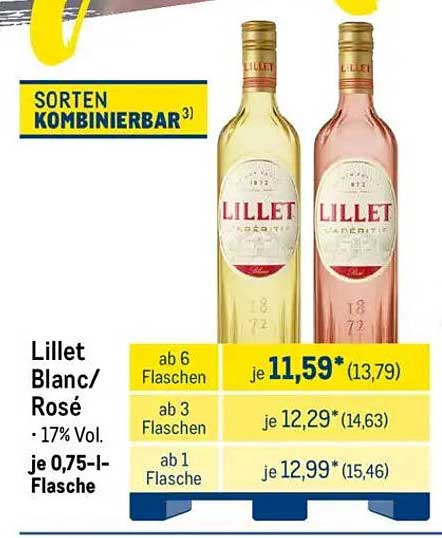 Lillet Blanc/Rosé – 17% Vol. je 0,75-l-Flasche
