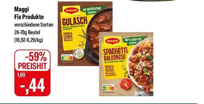 Maggi Fix Produkte - Gulasch und Spaghetti Bolognese