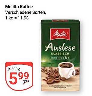 Melitta Auslese Klassisch Kaffee, 500 g für nur 5,99 €