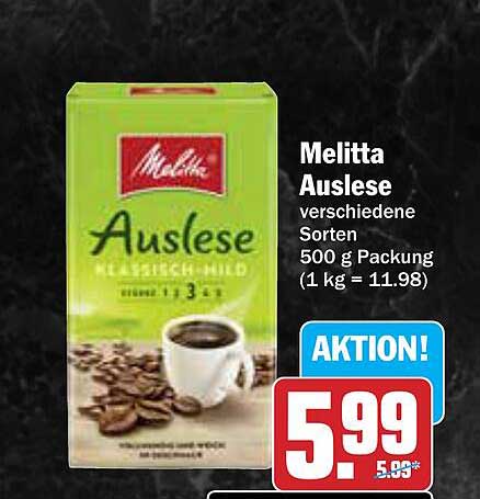 Melitta Auslese verschiedene Sorten 500 g Packung