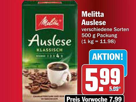Melitta Auslese verschiedene Sorten 500 g Packung