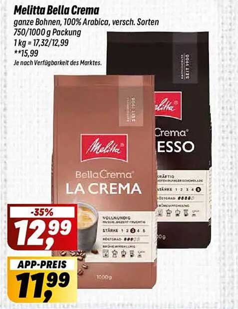 Melitta Bella Crema ganze Bohnen, 100% Arabica, verschieden Sorten