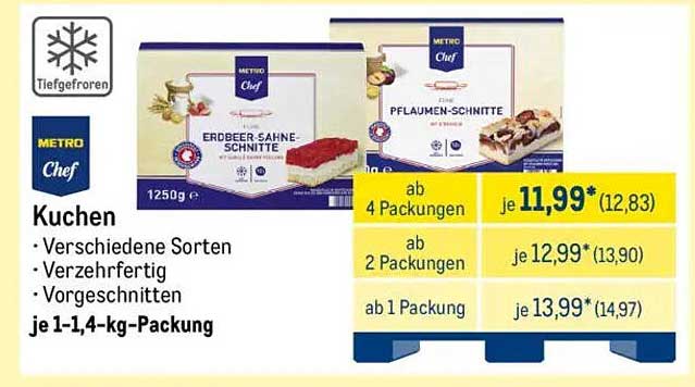 METRO Chef Erdbeer-Sahne-Schnitte und Pflaumen-Schnitte, 1250g