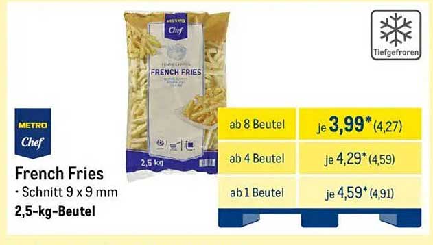 METRO Chef French Fries - 2,5 kg Beutel