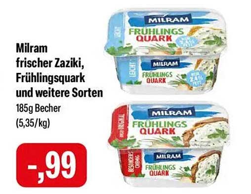 Milram frischer Zaziki, Frühlingsquark und weitere Sorten 185g Becher