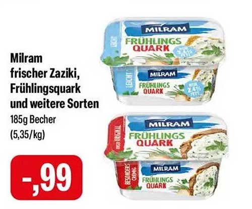 Milram frischer Zaziki, Frühlingsquark und weitere Sorten - 185g Becher