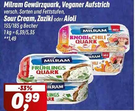 Milram Gewürzquark, Veganer Aufstrich - Verschiedene Sorten und Fettstufen