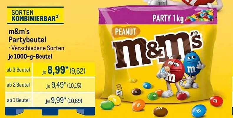 m&m's Partybeutel - Verschiedene Sorten je 1000-g-Beutel