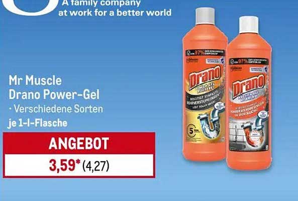 Mr Muscle Drano Power-Gel - Verschiedene Sorten je 1-l-Flasche